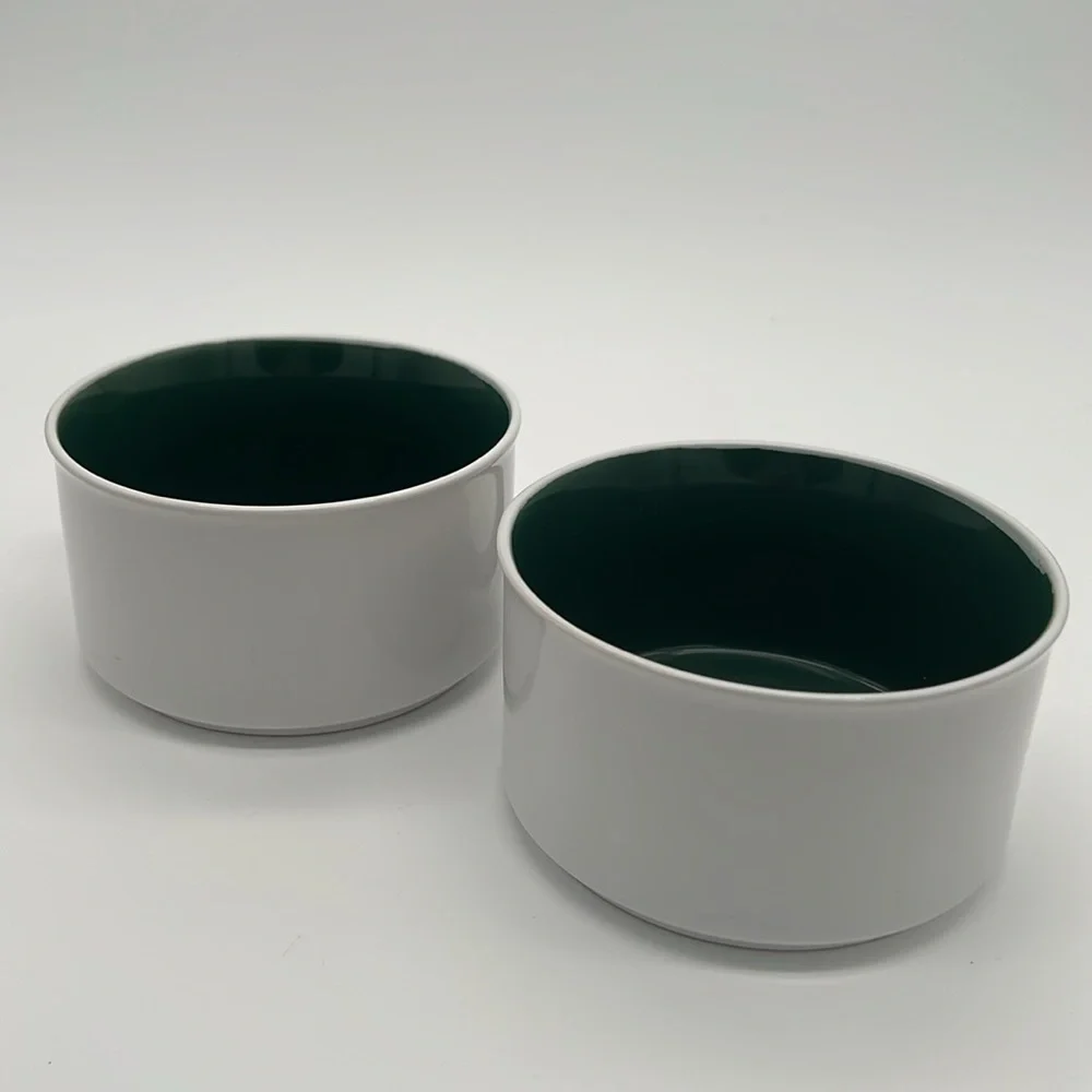 Graydon Hall Cozy Ceramic Soup Bowls with Handles Dark Green & White (Set of 2)